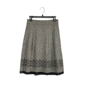 LOFT Wool/Silk Blend Gray Sequins Pleated A-Line Skirt Size 4 Small